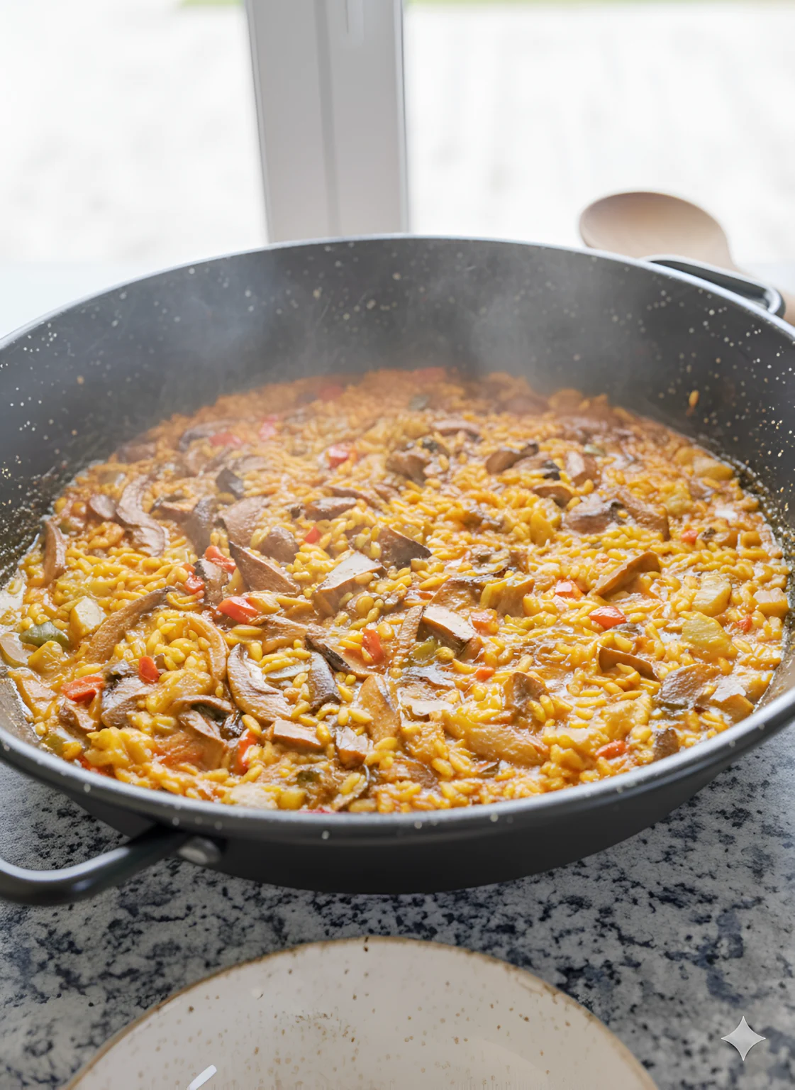 arroz con secreto ibérico y níscalos